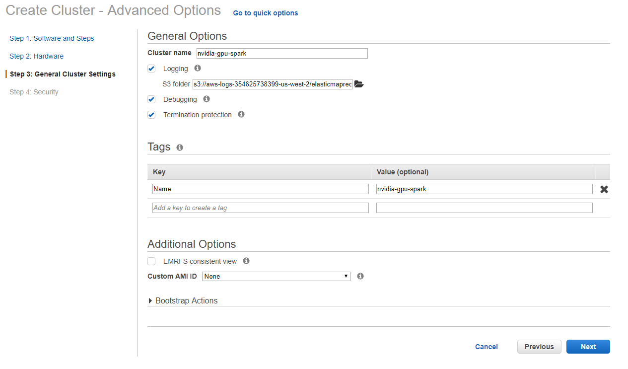 Step 3: General Cluster Settings